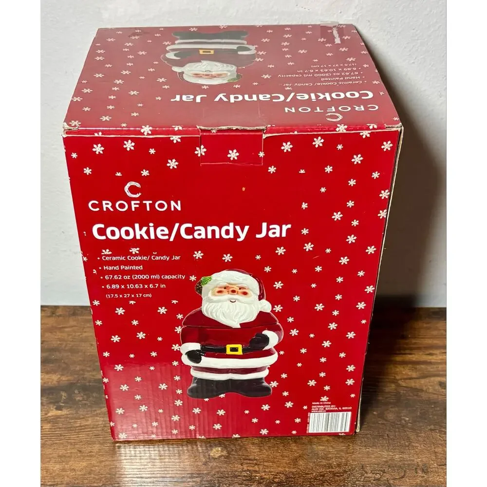 New Crofton Santa Christmas Ceramic Cookie/Candy Jar